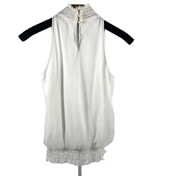 | I.N. San Francisco | White Shimmer Smocked Neck Sleeveless Floral Detail Top - Picture 3 of 10
